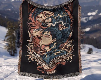 Anime Hand Woven Blanket | Manga Tapestry Throw |  Poison