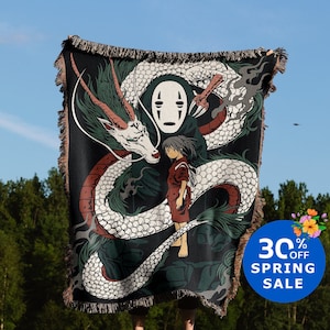 Spirited Away Anime Hand Woven Blanket | Studio Ghibili Anime Tapestry Throw | Manga Poison