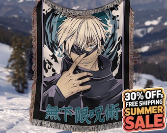 Anime Hand Woven Blanket | Anime Gojo Tapestry Throw |  Manga poison
