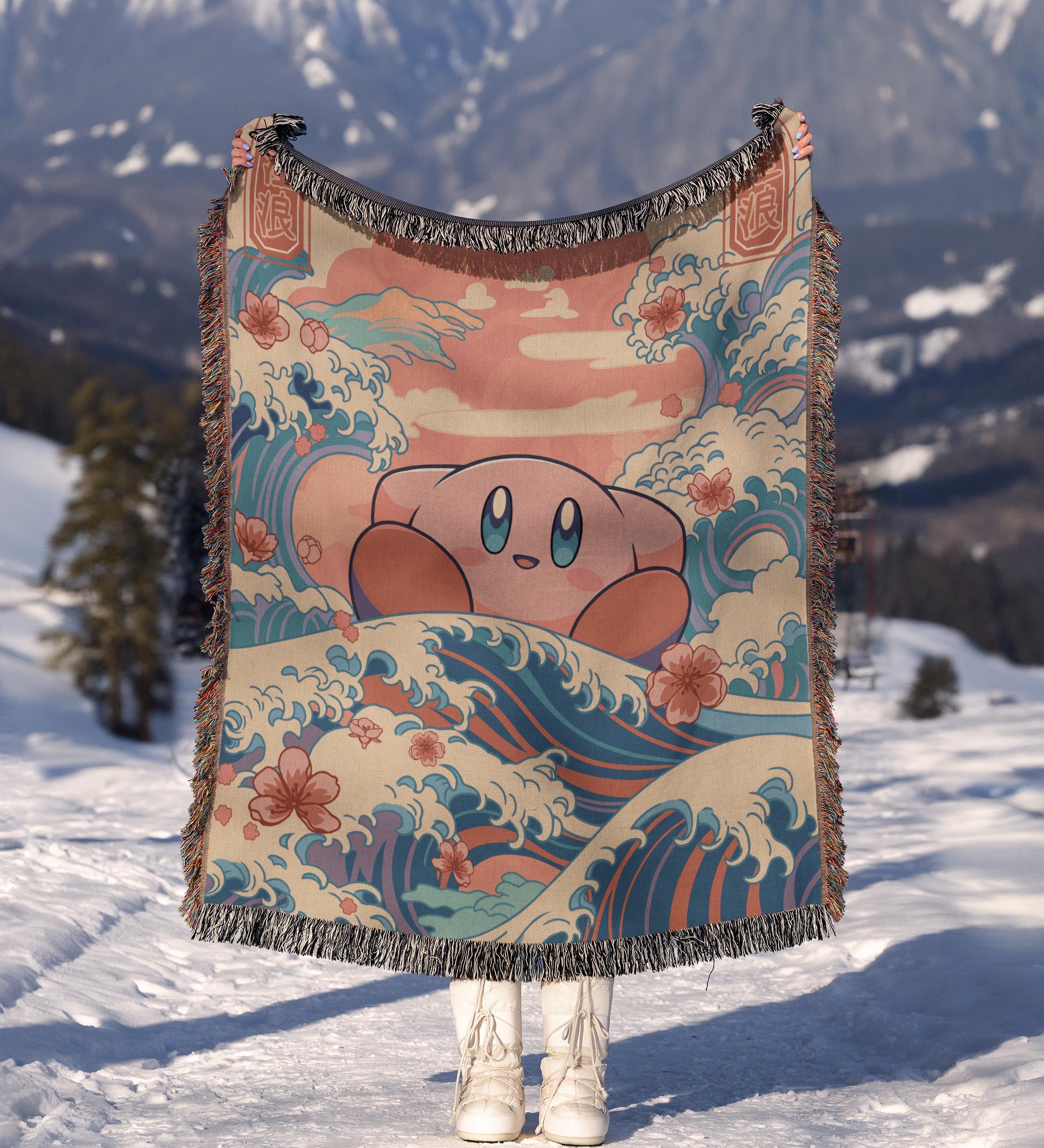 琉球 ハト航空16BY貼カバー １通 Kirby Hand Woven Blanket | Retro Gaming Tapestry Throw | Kawaii