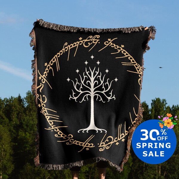 White Tree Of Gondor Hand Woven Blanket | Lord Of The Rings Tapestry Throw | Lotr poison