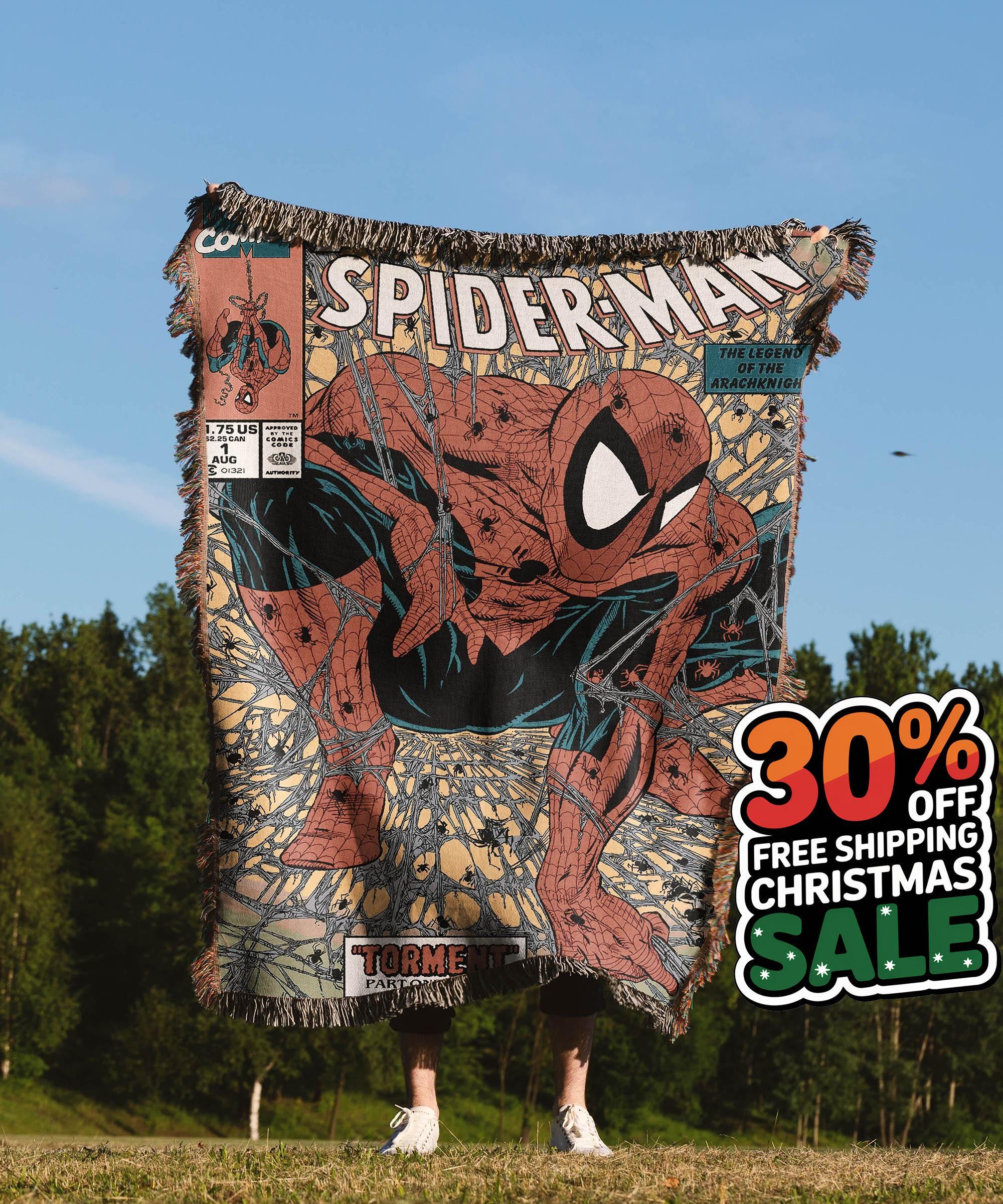 Spider-man Hand Woven Blanket | Comic Tapestry Throw | Marvel