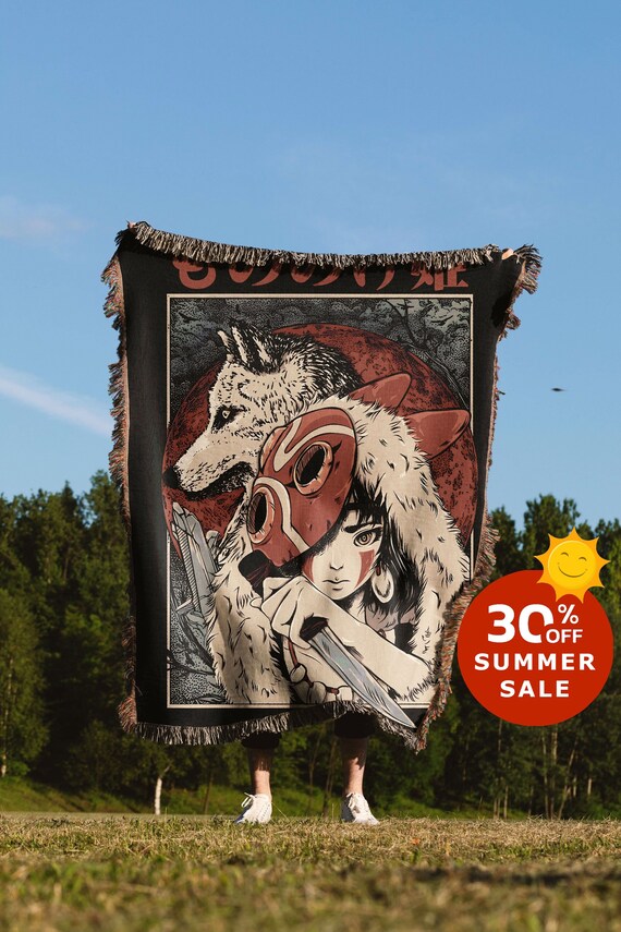 Studio Ghibli Woven Blanket Princess Mononoke Tapestry Throw Anime Poison Etsy Australia