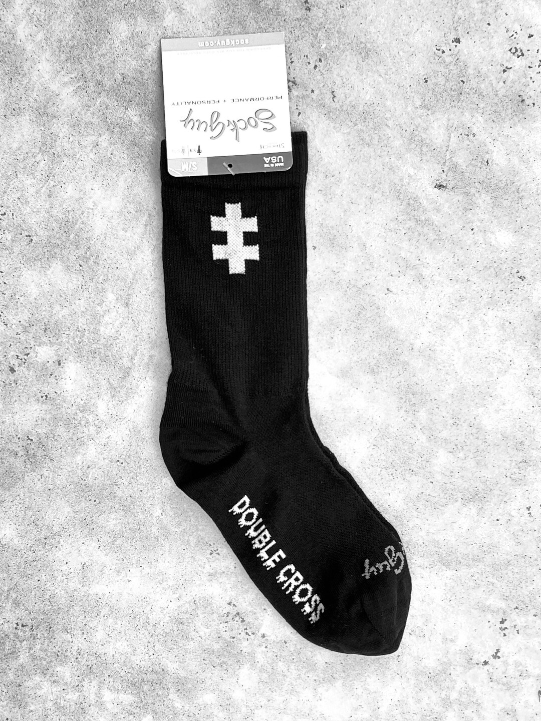 Double Cross Custom Logo Sock Guy Crew Socks Etsy