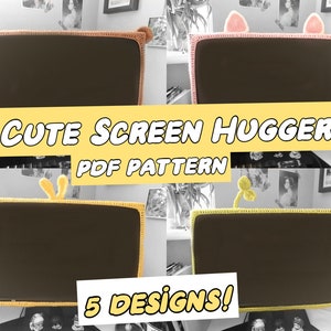 Cute Screen Monitor Hugger - Crochet Pattern Desk Accessories Cute Crochet Gaming Setup PC Cover Instant PDF Digital Download