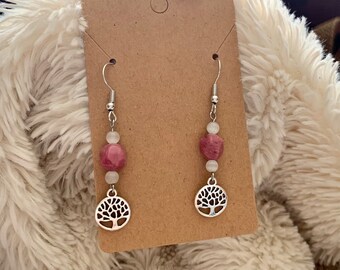 Tree of Life Earrings (Fluorite or Rhodonite)
