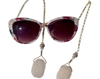 Rose Quarts Floral Chain Arm Sunnies