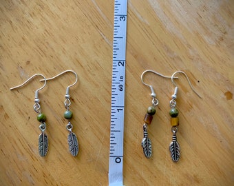 Gemstone Feather Earrings