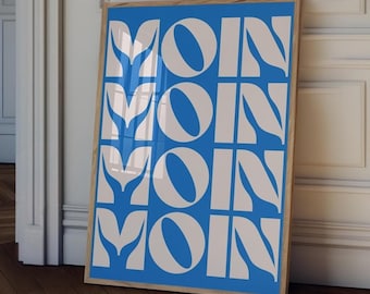 Moin Print: Minimalist Hamburg Typography Art, Northern Germany Wall Decor