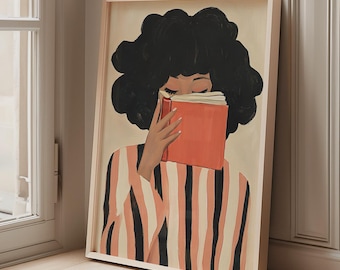 Reading Woman Art Print: Mid-Century Modern Book Lover Gift