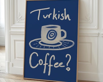 Turkish Coffee Evil Eye Print: Mediterranean Tile Art