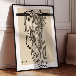 Póster de ramen / Arte de comida japonesa / Impresión de decoración de pared de cocina / Arte de pared de fideos / Arte tipográfico / Obra de arte original