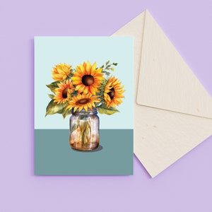 Cartolina d'auguri vuota estiva di girasoli / file digitale