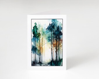 Watercolor Trees #3 Blank Greeting Card | Digital File