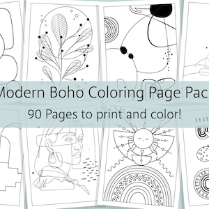 Modern Boho Coloring Page Pack | For Teens and Adults