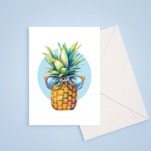 Tarjeta de felicitación en blanco de verano de piña / archivo digital