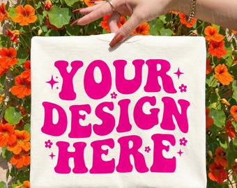 Maqueta de camiseta plegable natural Comfort Colors 1717 / Estilo de vida de jardín de capuchinas (descarga digital)