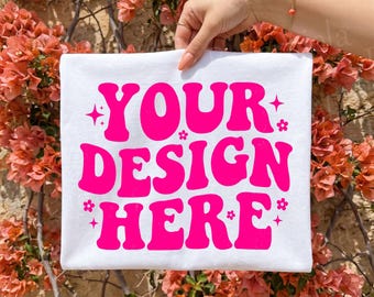 Maqueta de camiseta blanca doblada Comfort Colors 1717 / Estilo de vida de jardín (Descarga digital)