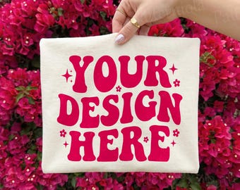 Maqueta de camiseta plegable color marfil Comfort Colors 1717 / Estilo de vida de jardín (descarga digital)