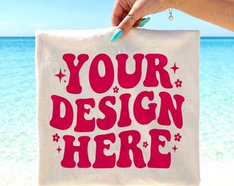 Maqueta de camiseta Comfort Colors 1717 color marfil doblada / Estilo playero (descarga digital)