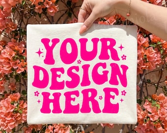 Maqueta de camiseta plegable natural Comfort Colors 1717 / Estilo de vida de jardín (Descarga digital)