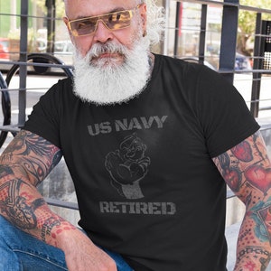 Retired US Navy T-Shirt | Popeye Navy Tee | Military Veteran Tribute Shirt | Navy Retirement Gift