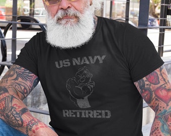 Retired US Navy T-Shirt | Popeye Navy Tee | Military Veteran Tribute Shirt | Navy Retirement Gift