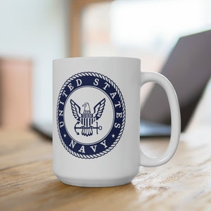 Navy 15 oz Coffee Mug | US Navy Ceramic Cup | Patriotic Military Gift