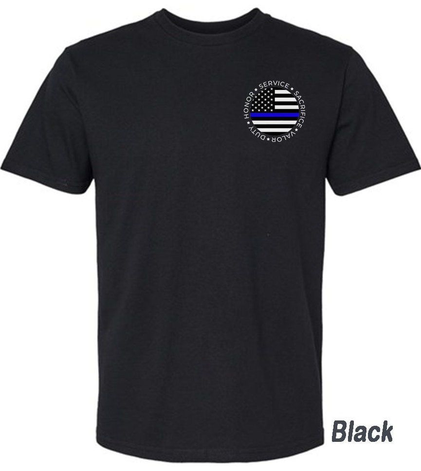 Patriot Apparel Thin Blue Line T-Shirt – Support Police, 100% Cotton, Printed In USA