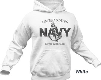Navy Hooded Sweatshirt | US Navy "Forged on the Seas" Hoodie | Patriotic Navy Sweatshirt