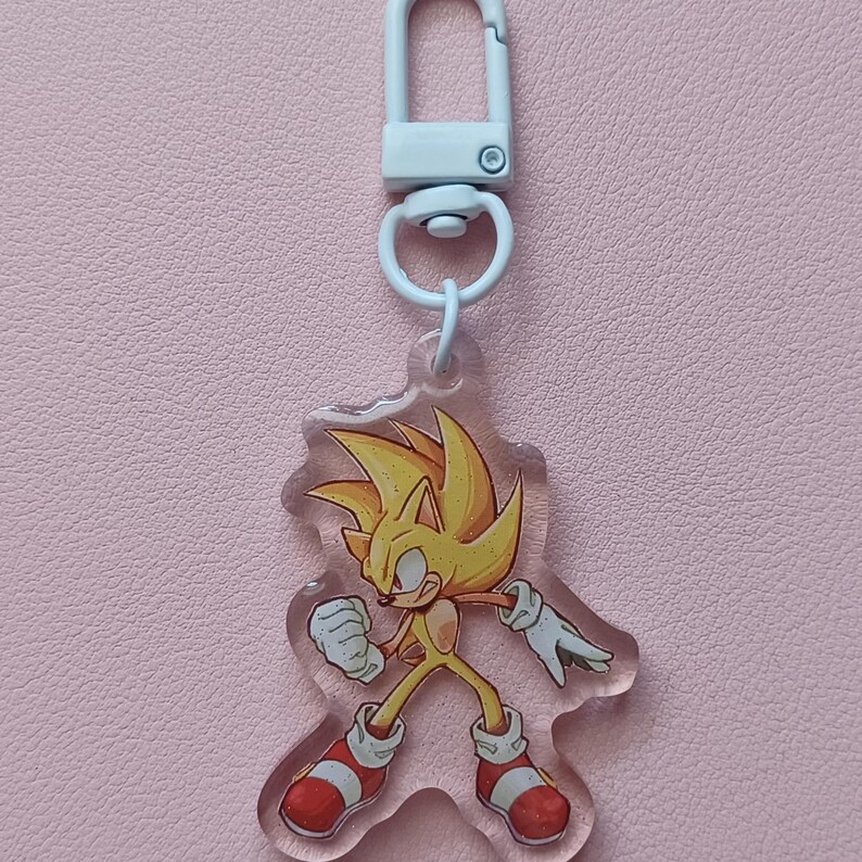 Sonic Acrylic Keychains: Double-sided Glitter Epoxy Charm - Etsy