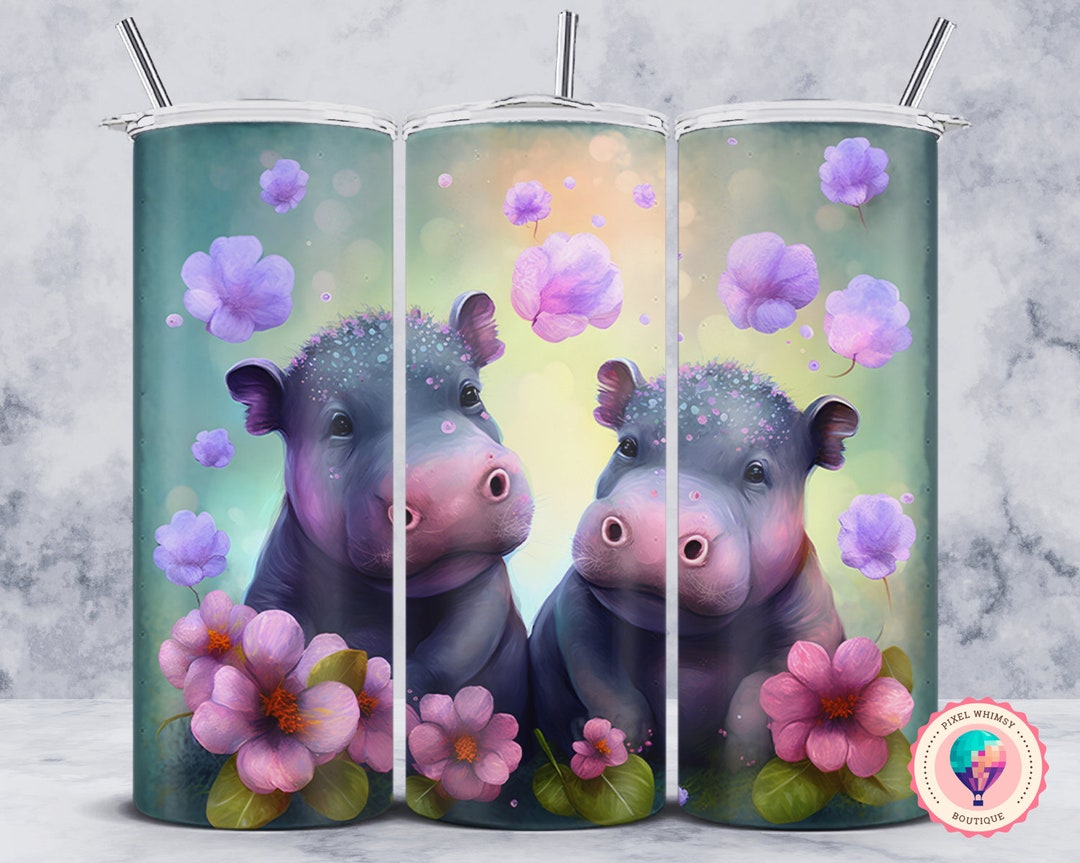 Cute Baby Hippo 20oz Skinny Tumbler Wrap Sublimation Adorable - Etsy