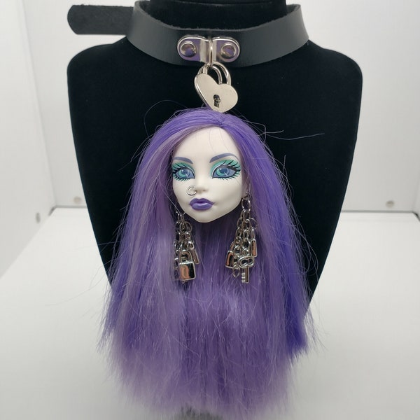 Spectra Vondergeist Monster High Collar Choker Necklace Black Leather Handmade