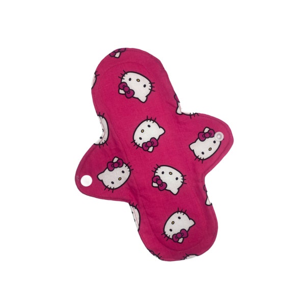 Hello Kitty Fuschia Pink Cotton/Zorb absorbent 9” cloth pad liner