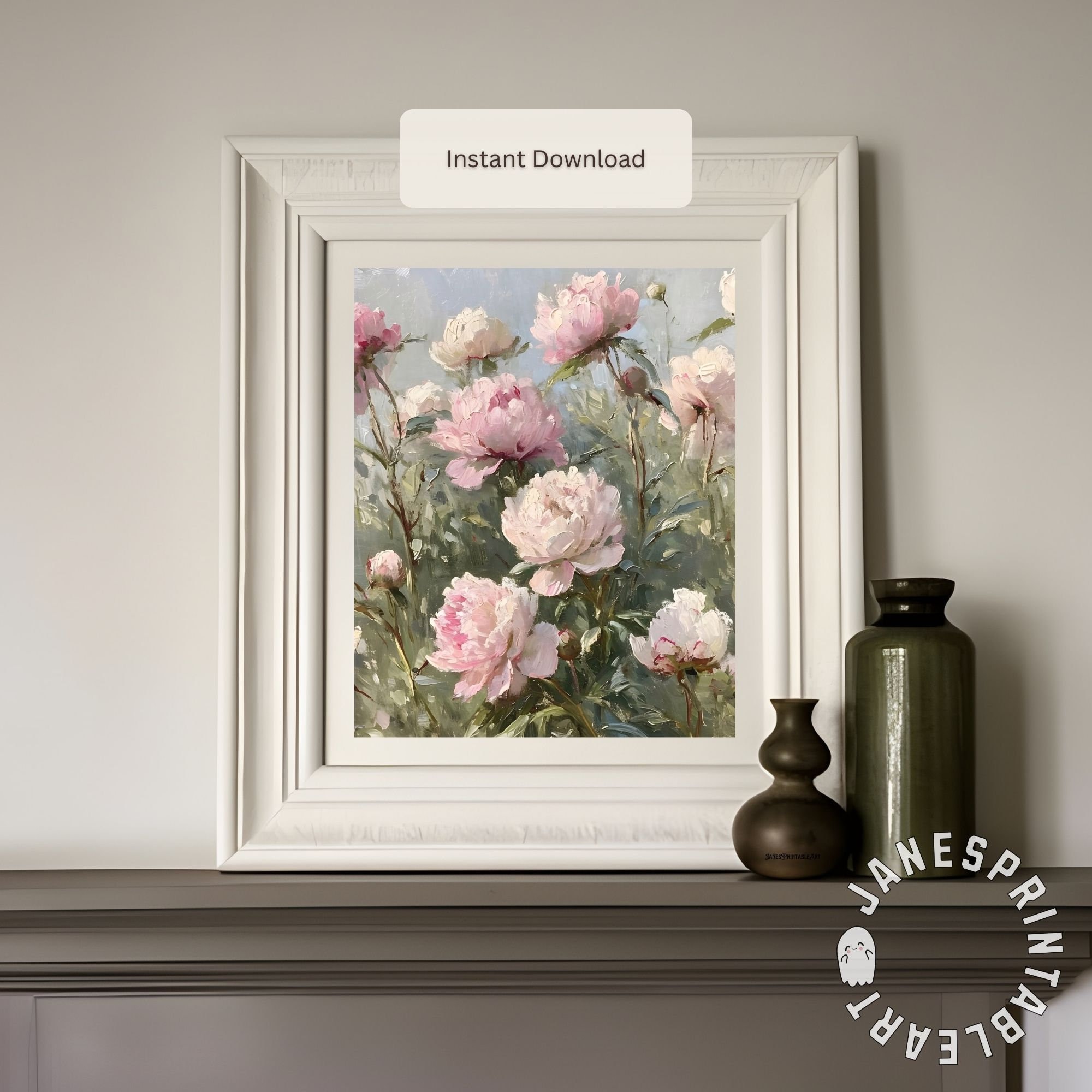 Digital Download Wall Art Peonies, Pink Floral Print Spring Printable ...