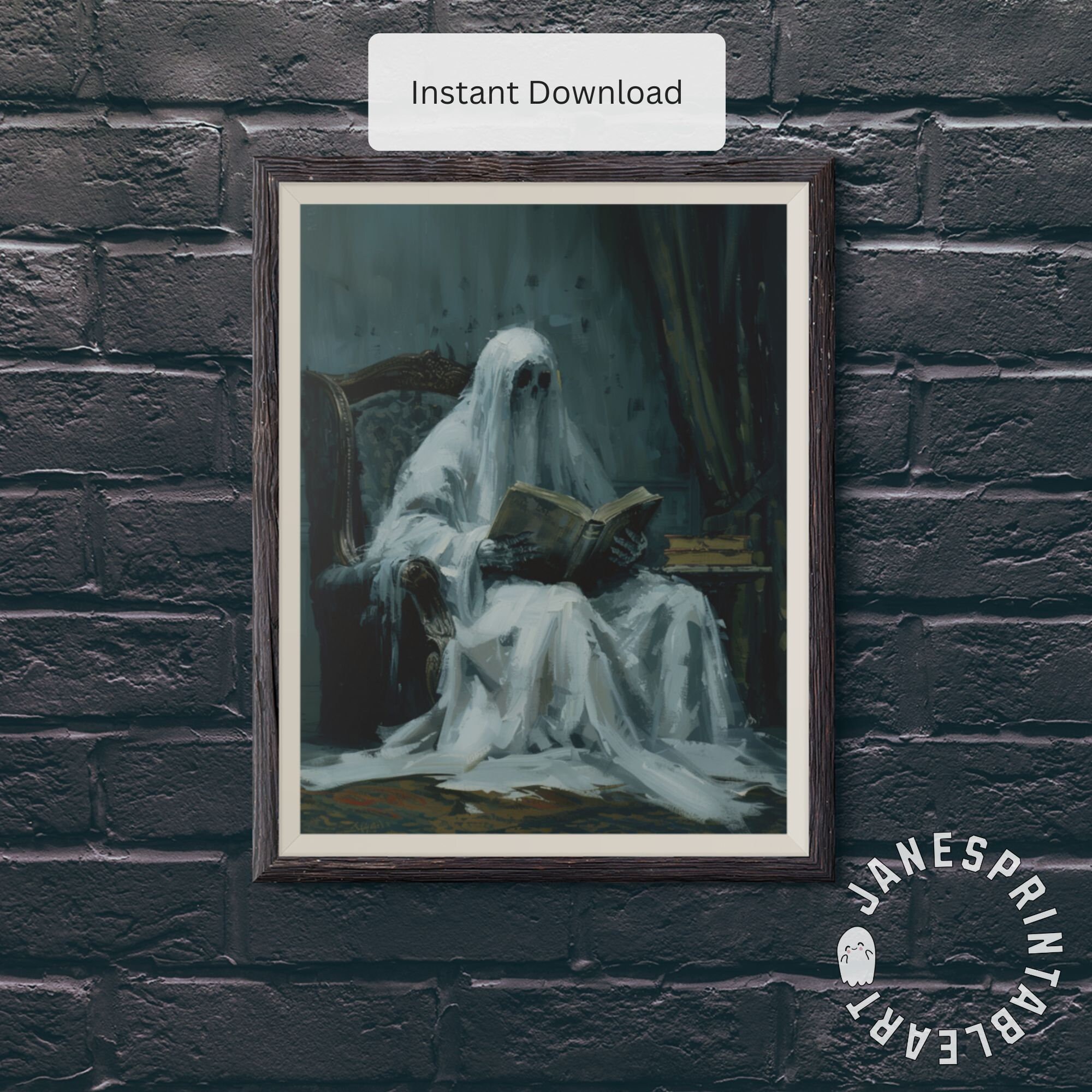 Reading Ghost Printable Halloween Wall Decoration, Instant Download ...