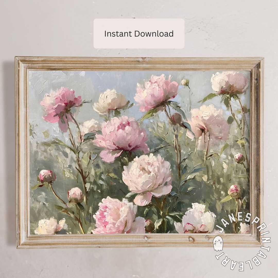 Digital Download Wall Art Peonies, Pink Floral Print Spring Printable ...