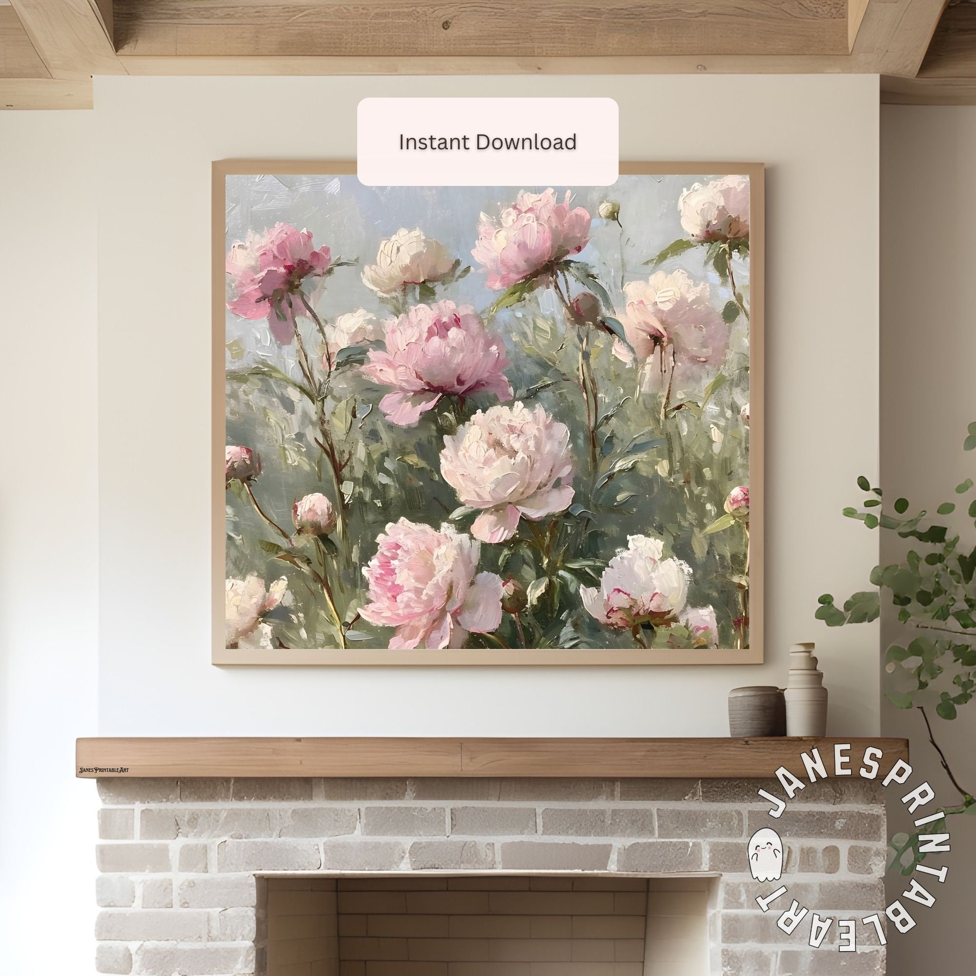Digital Download Wall Art Peonies, Pink Floral Print Spring Printable ...