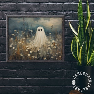Ghost in Flower Field Digital Print, Dark Academia Ghost Print Instant ...