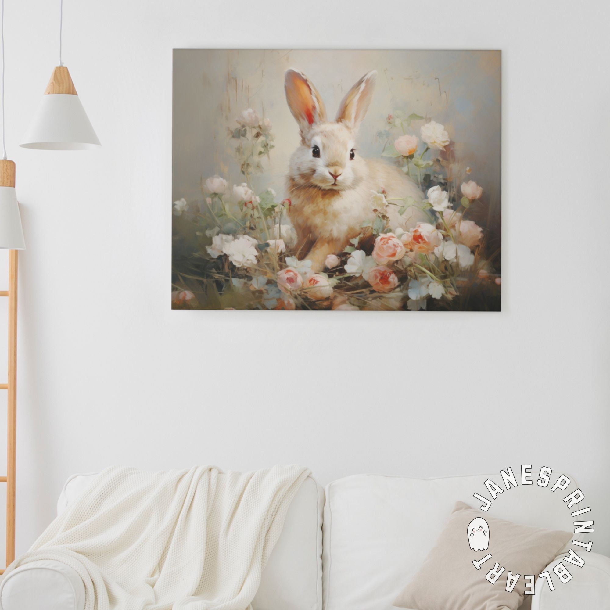 Cute Bunny Printable Wall Art, Spring Easter Farmhouse Home Decor ...