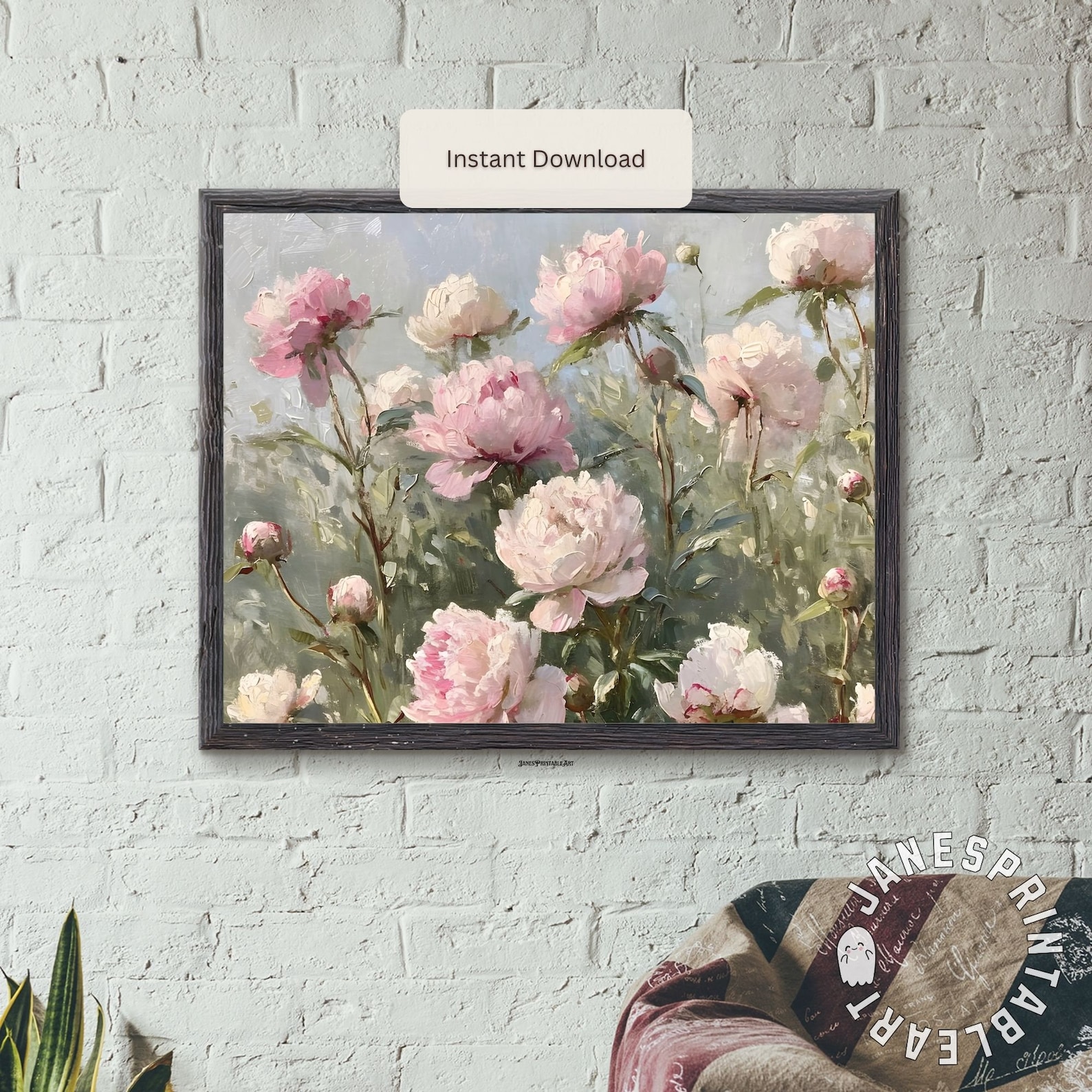 Digital Download Wall Art Peonies, Pink Floral Print Spring Printable ...