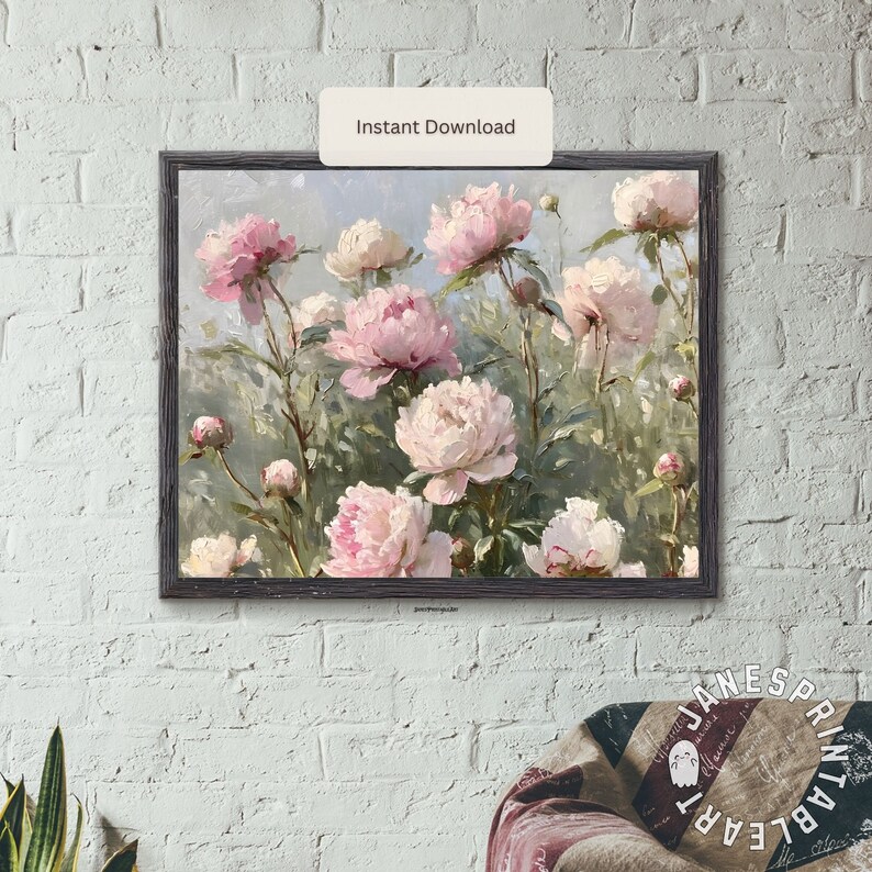 Digital Download Wall Art Peonies, Pink Floral Print Spring Printable ...