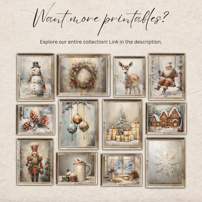 Christmas Poster Preppy Printable Wall Art Vintage Farmhouse Etsy