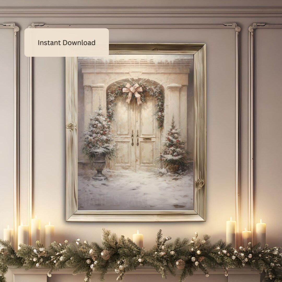 Holiday Season Printable Wall Art, Christmas House Poster Instant