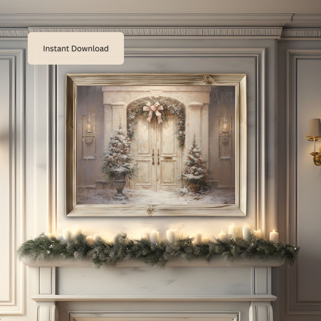 Holiday Season Printable Wall Art, Christmas House Poster Instant