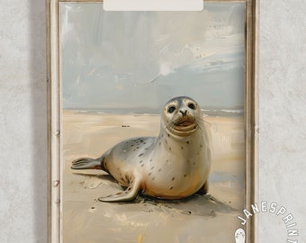 アザラシの水彩画アートプリント - 鮮やかな海の生き物の絵画 - Etsy 日本