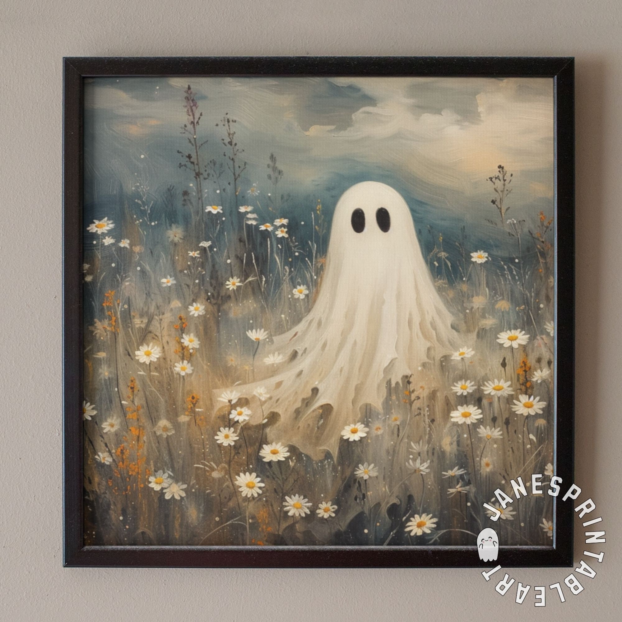 Ghost in Flower Field Digital Print, Dark Academia Ghost Print Instant ...