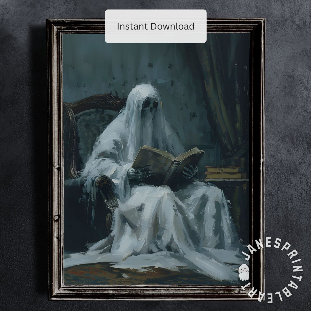 Reading Ghost Printable Halloween Wall Decoration, Instant Download ...