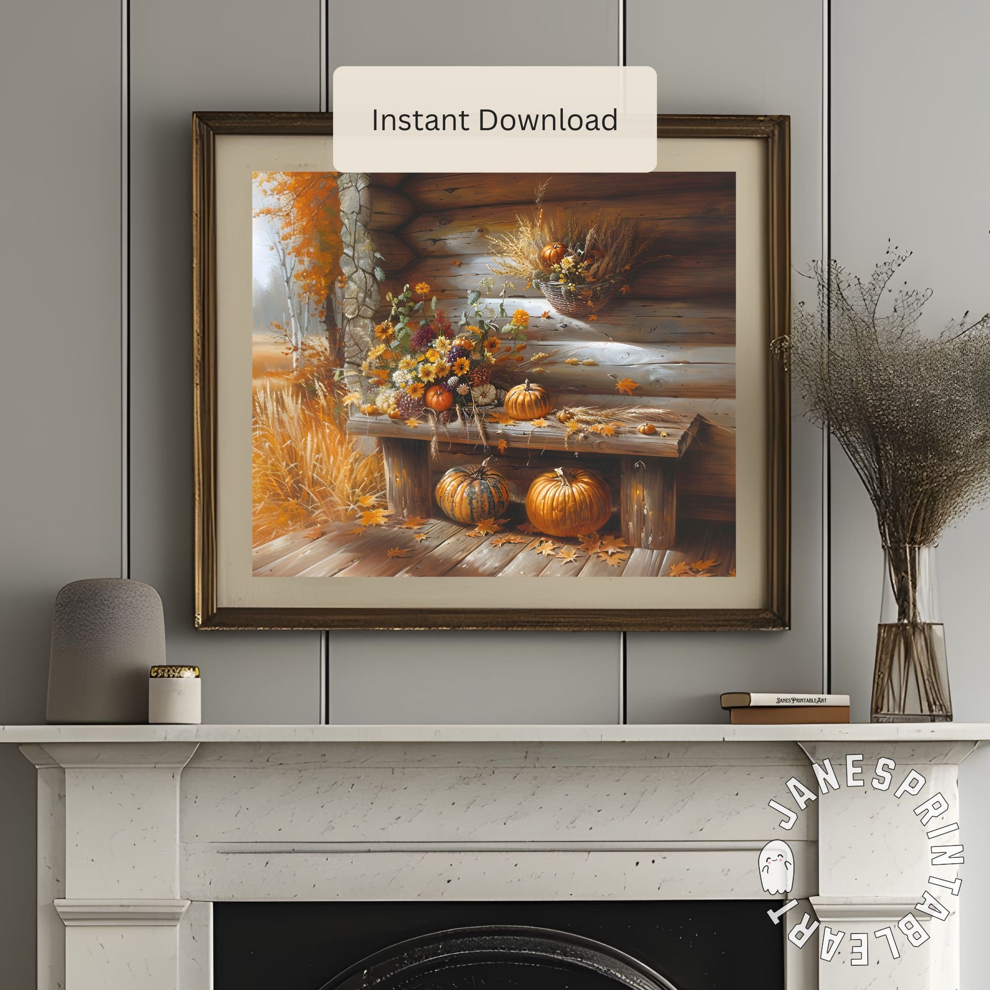 Rustic Harvest Still Life Printable Wall Art, Large Fall Horizontal ...