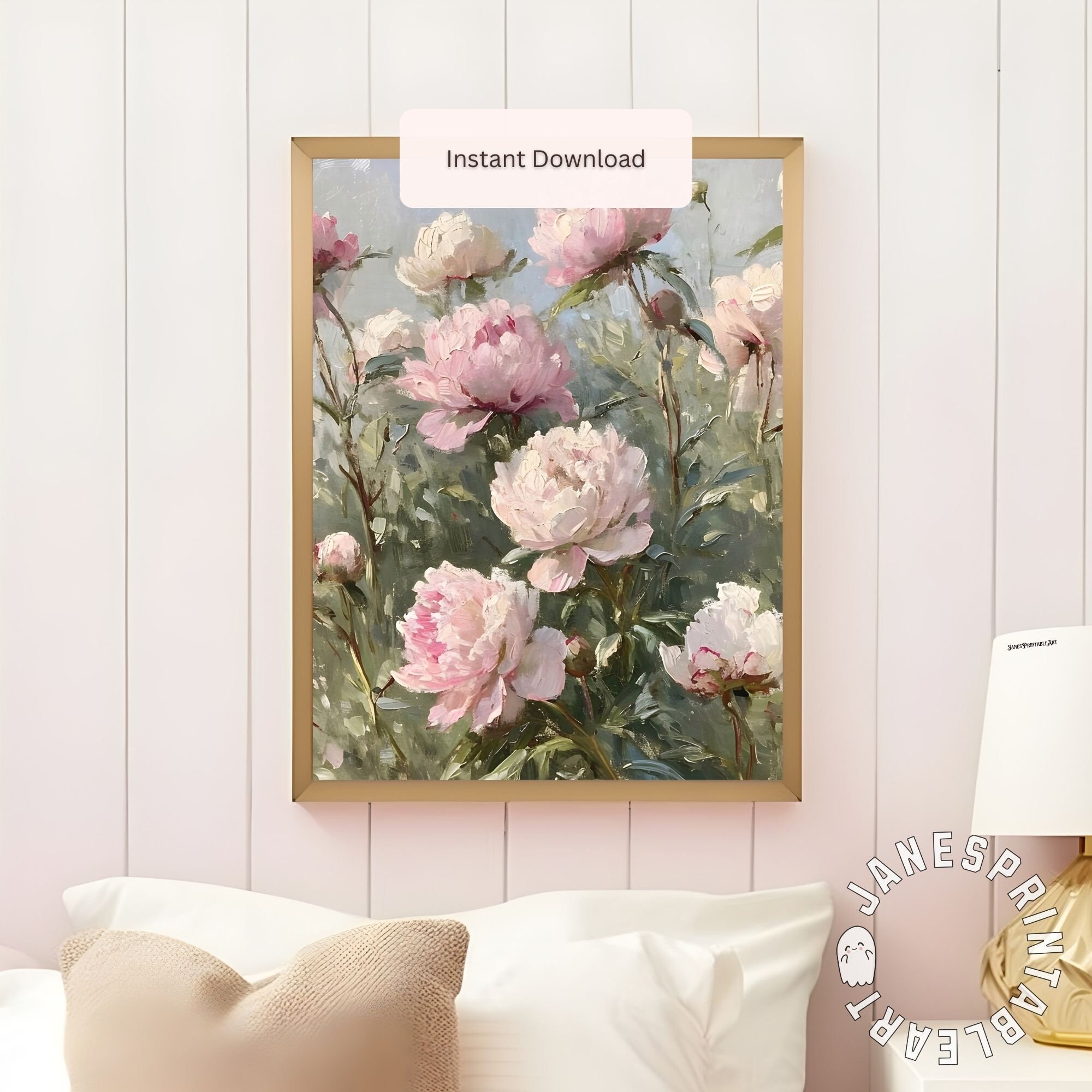 Digital Download Wall Art Peonies, Pink Floral Print Spring Printable ...